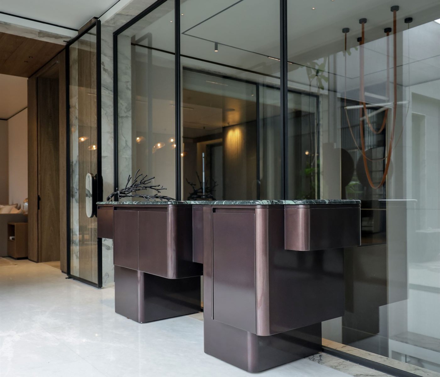 Interior architectural glass detail