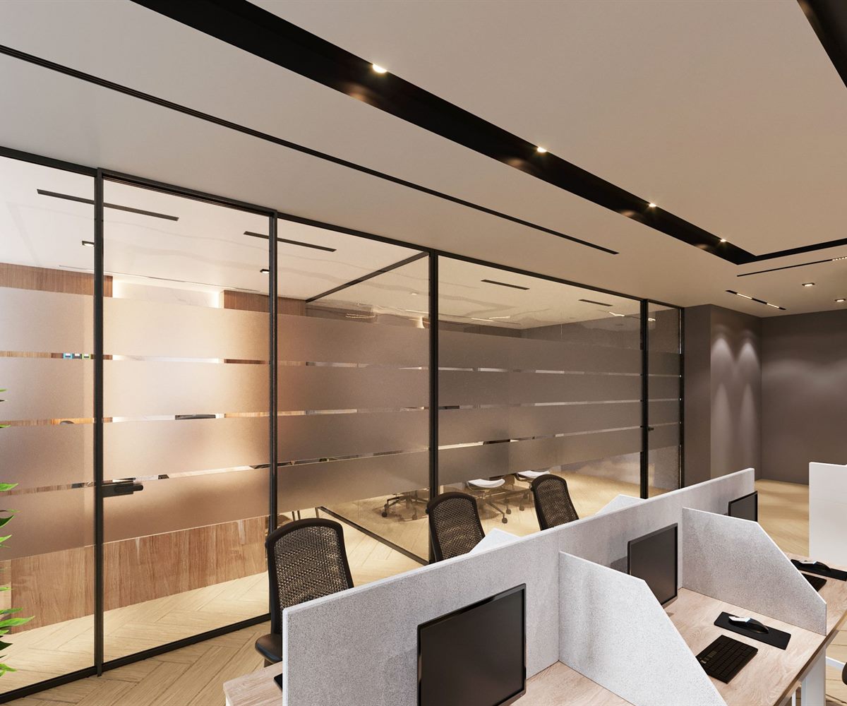 Glass partition installation